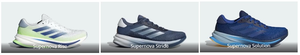 VS Adidas Supernova Rise, Stride y Solution